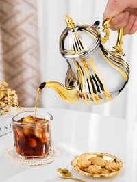Stainless Steel Moroccan Teapot with Gold Finish