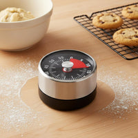 No Batteries Required Stainless Steel Kitchen Timer Easy to Use Mechanical Kitchen Timer Loud Alarm for Teachers, Students, Kids, Office, Study Room, Classroom