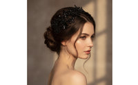 Rhinestone Headband Flexible Headband with Hairpin Pins Lace Headpiece for Bridesmaids, Prom