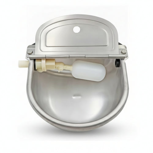 1 Piece Automatic Water Bowl Livestock Waterer Auto Fill Float Valve Float Ball Valve Durable Stainless Steel Rounded Basin Suitable for Farm Animals Pastures Barns