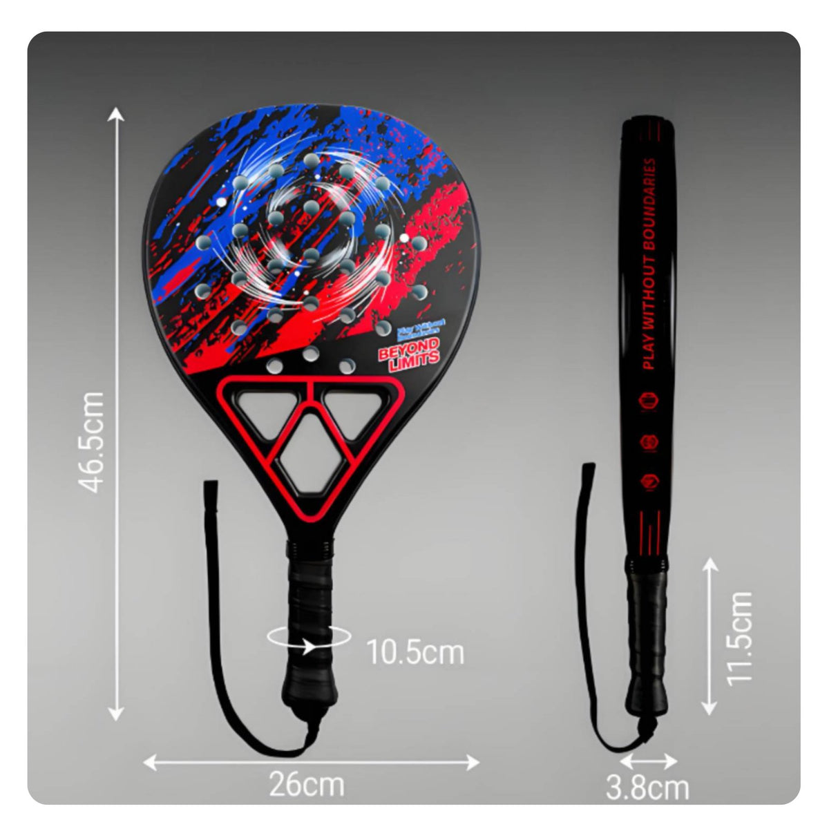 Padel Tennis Racket with Wrist Strap Ergonomic Teardrop Racquet Paddle Comfortable for Outdoor Sports