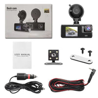 跨境新款高清夜视WiFi行车记录仪三录3镜头 carDVR 3camera lens