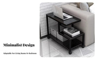 On Wheels Multi-Tier Rolling Side Table Modern Design Wheeled Shelf Universal Design Space-Saving Mobile Storage Easy Assembly for Apartment Dwellers, Homeowners, Office Workers, Living Room, Next to Sofa, Bedroom, Small Areas