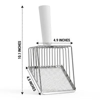 Litter Scooper and Waste Scooper, Metal Scooper with Base and Long Handle, Efficient Litter Sifter for Cat and Dog Owner Use