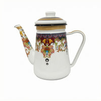 Enamel Coffee Pot Fitted Lid Kitchenware Rounded Body