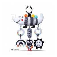High-Contrast Hanging Toy with Rattle Rings Soft Soft Stroller Hanger Safe Baby Rattle Hanging Toy Early Development for Newborns