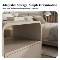 Small Storage Stand with Drawer and Shelf Curved Edges for Homeowners, Students