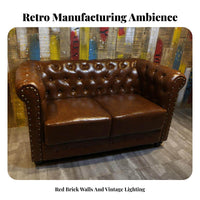 Tufted Nailhead Sofa Retro Design Tufted Back Couch Elegant Design Booth Seating for Restaurant Owners, Interior Designers, Cafe, Lounge Area, Office