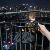 Reinforced European Style Balcony Railing Planter Rack Hanging Iron Art Flower Pot Holder Outdoor Storage Shelf