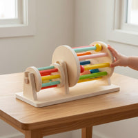 Early Education Infant Rolling Drum Toy Makes Sound Color Recognition Drum Detachable Rattle Built-in Mirror for Playroom