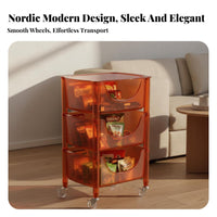 Transparent Acrylic Storage Trolley Modern Design Acrylic Organizer Trolley Tool-No-Tool Assembly Mobile Storage Rack with Wheels Rust-Resistant for Homeowners, Office Workers, Living Room, Kitchen, Bathroom, Playroom