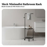 Mobile Design Wheeled Towel Valet with Hamper Space Saving Bathroom Organizer Rust-Proof Storage Trolley Multi-Functional for Homeowners, Families, Students, Laundry Room, Bedroom, Balcony