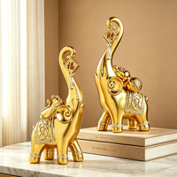 Luxury Wealth Elephant Figurine for Living Room Entryway TV Cabinet Home Decor Gift