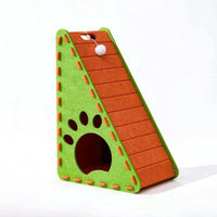 Triangular Cat Scratcher House Felt Cat Condo with Scratching Board 2-in-1 Pet Supply Long-Lasting for Kittens