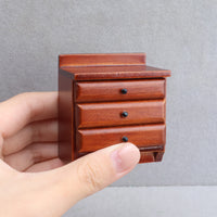 1:12娃娃屋dollhouse迷你家具模型卧室微场景微缩家具栗色床头柜