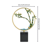 Bamboo Ornament with Marble Base Textured Desk Sculpture Metal-Finish