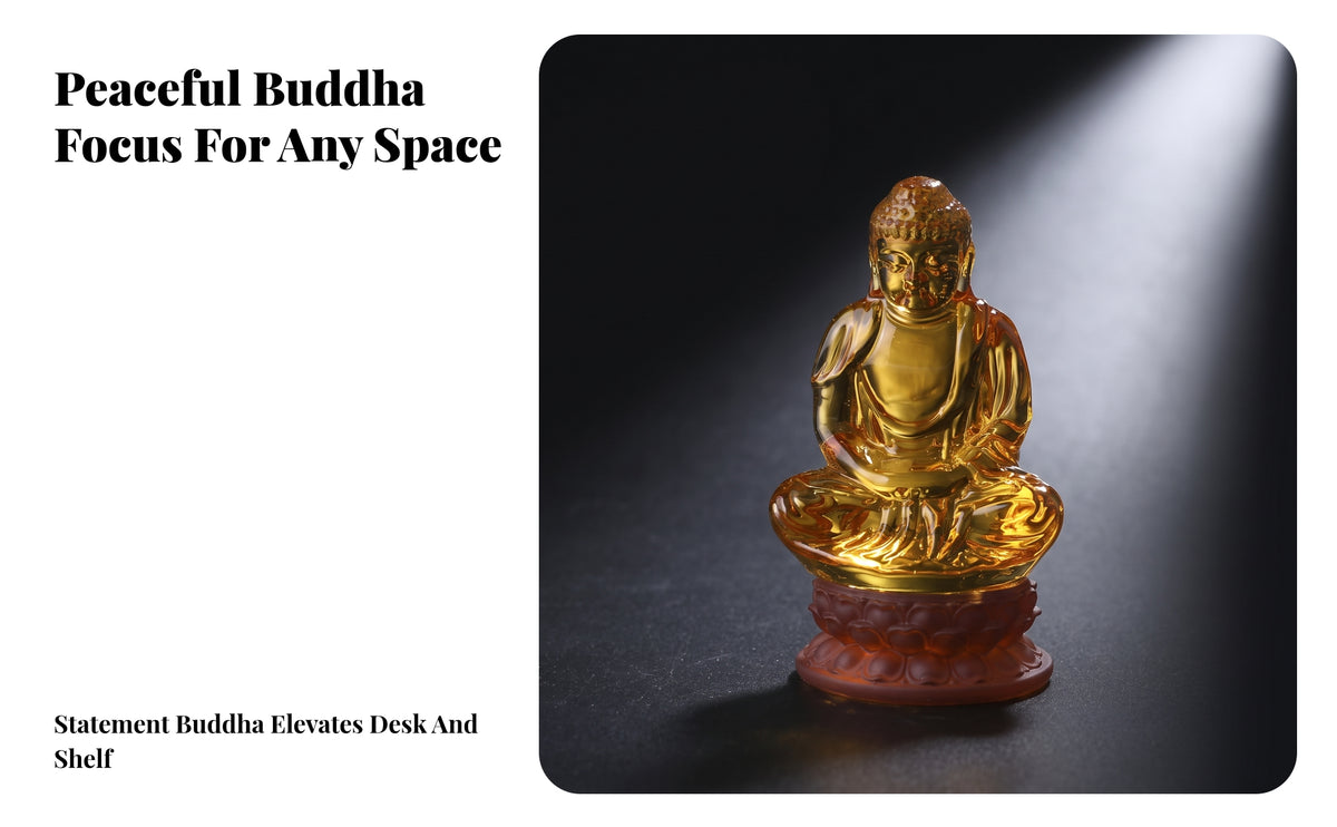 Meditative Crystal Buddha Figurine | Smooth Polished Surface, Buddha Figurine with Pedestal, for Meditation Corners