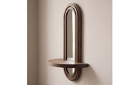 Arched Wall Mirror with Shelf Compact Framed Arched Mirror Space-Saving for Bedroom