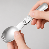 Portable Split-Tip Spoon Solo Camping Outdoor Foldable Stainless Steel Spoon-Fork Set