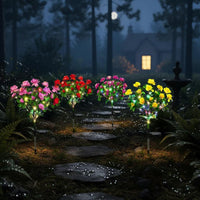 LED Flower Stake Light Auto On/deactivate Lighted Artificial Blossom Bush