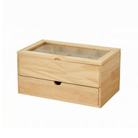 Tea Storage Box with Drawer Transparent Lid Tea Organizer with Drawer Divided Compartments Holder Container for Office