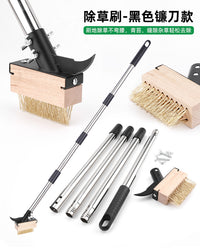 Long-Handled Weeding Brush with Wire Bristles for Garden and Courtyard Cleaning