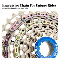 Cycle Chain Colorful Finish Mountain Bike Chain Lightweight Design Long-Lasting for DIY Mechanics, Racing, Garage