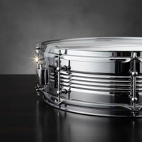 13-Inch Stainless Steel Snare Drum Silver Snare Drum with Chrome Hoops Rust-Proof Portable for Students