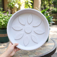 Plant Trays with Leaf Design Drip Tray, Round Plant Saucers for Outdoor Plants, Heavy Duty Pot Stand for Family Gardening Floor Standing Use