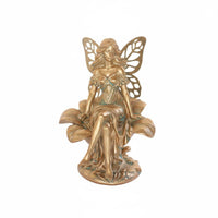 Bronze Finish Fairy Sculpture Resin Material Flower Fairy Statue for Yard