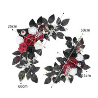Gothic Sign with Artificial Flowers Floral Spooky Plaque Decorative for Entryway