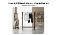 Solid Wood Wooden Clothes Rack Stable Structure Unattached Standing Clothes Rack Heavy Duty Wooden Clothing Stand Space Saving for Students, Homeowners, Renters, Living Room, Entryway, Apartment, Walk-in Closet