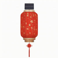 Festive Decorative Lantern with Tassel LED Chinese Lantern Wireless Hanging Light with Solar Panel Automatic for Patio