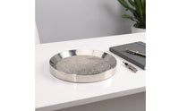 Stainless Steel Serving Tray Modern Metal Storage Tray with Textured Surface Raised Edge
