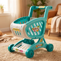 Play Shopping Trolley Cart Rounded-Edge Pretend Shopping Cart Lightweight for Playroom, Nursery