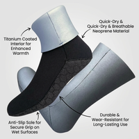 Neoprene Diving Socks for Snorkeling and Surfing, 5mm Wetsuit Socks for Warmth and Quick Water Sports Gear, HB292