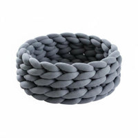 Chunky Knit Cat Bed Handcrafted Look Crochet Pet Resting Place Vegan Woven Cat Nest for Cats, Indoor