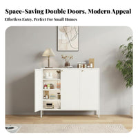 Waterproof 4-Tier Cabinet with Doors Large Capacity Sideboard Multipurpose Household Furniture Heavy-Duty for Families, Homeowners, Apartment Dwellers, Living Room, Kitchen, Bedroom, Entryway