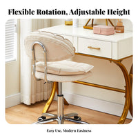 Adjustable Height Padded Low-Back Swivel Chair Rolling Wheels Vanity Stool Sturdy Base Utility Seating Ergonomic Support for Not on Ice Workers, Nail Technicians, Dorm Room, Beauty Salon, Bedroom, Medical Not on Ice