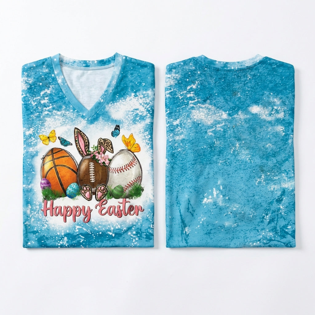 V Neck T-Shirt Soft and Comfortable Easter Bunny Shirt Great Gift women's Graphic Tee Women's Top for Adults, Teenagers, Daily Wear, Parties, Vacation