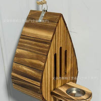 Wooden Wall-Mounted Butterfly House with Feeder for Garden and Patio