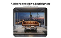 3-Seater Modern Couch Genuine Leather Upholstery 3-Person Couch Down-Filled seat pads Sofa for Apartment Dwellers, Homeowners, Lounge Area