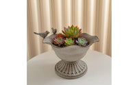 Rustic Metal Urn Multi-Purpose Farmhouse Centerpiece Bowl Decorative Bird Accent