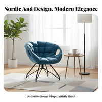 Rotating Upholstered Chair Padded Seat Tufted Bowl-Shaped Chair for Balcony