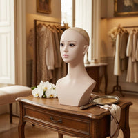 Mannequin Head with Shoulders Realistic Female Mannequin Head Defined Facial Features Display Bust with Shoulders for Cosplayers, Storefronts