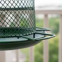 Hanging Bird Feeder Weather-Resistant Metal Mesh Bird Feeder Sheltering Roof Wildlife Supply for Gardeners, Yard