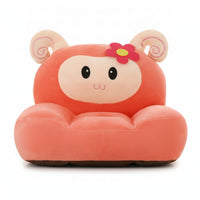 Stuffed Fluffy Sofa Seat Stitched Details Animal Sofa Cartoon Style Animal Shaped Chair Soft for Playroom, Nursery