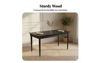 French Inspired Rectangular Dining Table Space-Saving Rectangular Wooddesign Table Woven Chair features Home Furnishing Easy to Clean for Apartment Dwellers, Families, Homeowners