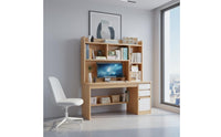 Wide Desktop Computer Desk with Bookshelf Modern Design Study Desk with Bookshelf Easy Assembly Home Furniture Sturdy Construction for Dorm Room