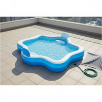 Inflatable Pool with Seats Built-in Bench Inflate Pool with Seat for Outdoor